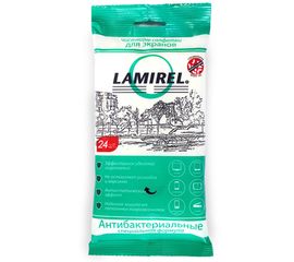 Антибактериальные чистящие салфетки Lamirel для экранов всех типов, 24 шт, еврослот, мягкая упаковка