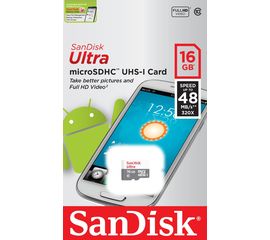 Карта памяти MicroSD 16GB Class 10 U1 SanDisk SDSQUNB-016G-GN3MN