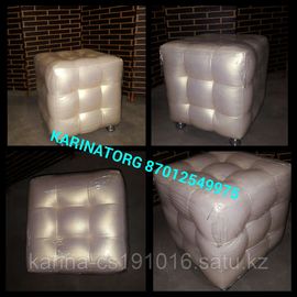 Пуфик размер 40*40 кожанный. Золотистый цвет