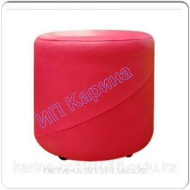 Пуфик размер 40*40 кожаный цвет  красный  круглый