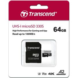 Карта памяти MicroSD 64GB Class 10 U3 A2 Transcend TS64GUSD330S