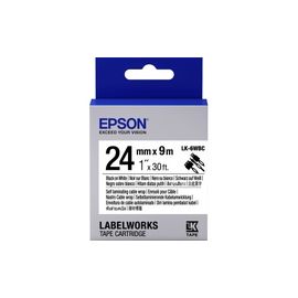 Лента Epson C53S656901 LK-6WBC для кабеля, 24мм,Бел./Черн., 9м