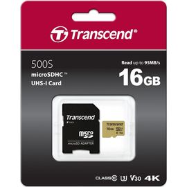 Карта памяти MicroSD 16GB Class 10 U3 Transcend TS16GUSD500S
