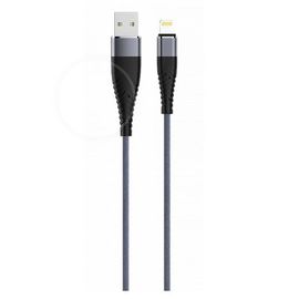 Кабель Olmio Solid, USB 2.0 - lightning, 1.2м, 2.1A, усиленный, цвет титановый