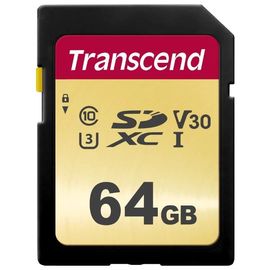 Карта памяти SD 64GB Class 10 U3 Transcend TS64GSDC500S