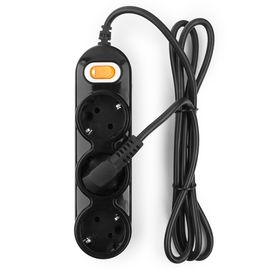 Удлинитель Power Cube PC-Y-6-3S-1,5,16А/3,5кВт 1,5 м, 3 розетки с зазамлением и выключателем, чёрный