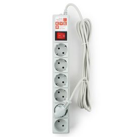 Сетевой фильтр Power Cube SPG(5+1)-B-10, 10А/2,2кВт, 3м, 6 розеток, серый