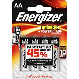 Элемент питания LR6 AA Energizer MAX  Alkaline 4 штуки в блистере