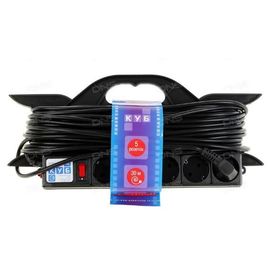 Силовой удлинитель на рамке Power Cube PC-LG5-R-30, 16 А/3,5 кВт, 30 м, 5 розеток с/з, чёрный