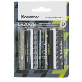 Элемент питания LR20 D Defender Alkaline LR 20 -2 штуки в блистере