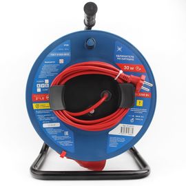 Силовой удлинитель на катушке Power Cube PC-B1-K-30, 10 А/2,2 кВт, 30 м, 1 розетка б/з, красно-синий