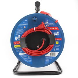 Силовой удлинитель на катушке Power Cube PC-B1-K-50, 10 А/2,2 кВт, 50 м, 1 розетка б/з, красно-синий