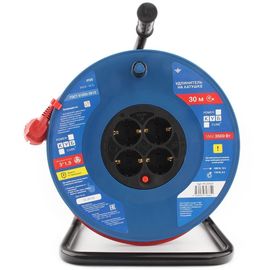 Силовой удлинитель на катушке Power Cube PC20501, 16 А/3,5 кВт,30 м, 4 розетки с/з, красно-синий