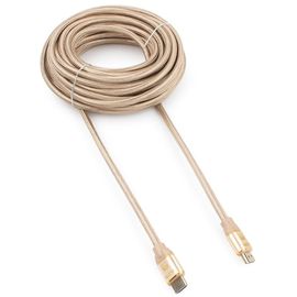 Кабель HDMI Cablexpert, серия Gold, 10 м, v1.4, M/M, золотой, позол., алюминиевый корпус, коробка