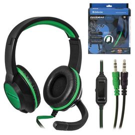 Наушники-гарнитура игровые Defender Warhead G-300 зеленый, кабель 2,5 м