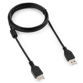 Кабель удлинитель USB2.0 Pro Cablexpert CCF-USB2-AMAF-6, AM/AF, 1.8м, экран, феррит.кольцо, черный