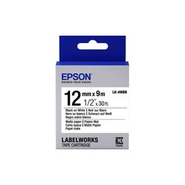 Лента Epson C53S654023 LK-4WBB Матовая лента 12мм, Бел./Черн., 9м