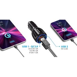 Зарядное устройство автомобильное Defender UCA-100 2xUSB QC3.0 черный
