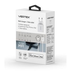 Зарядное устройство сетевое Vertex USB 2,4А для iPhone белый