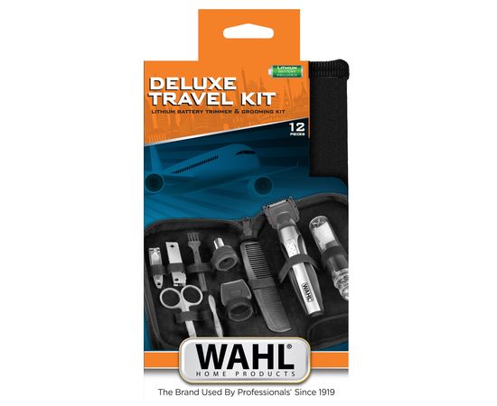Триммер для усов и бороды Wahl Travel Kit Deluxe черный-серебро