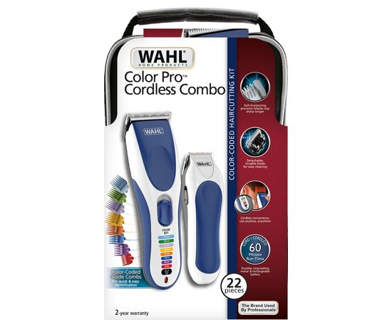 Машинка для стрижки волос Wahl Color Pro Cordless Combo бело-синий