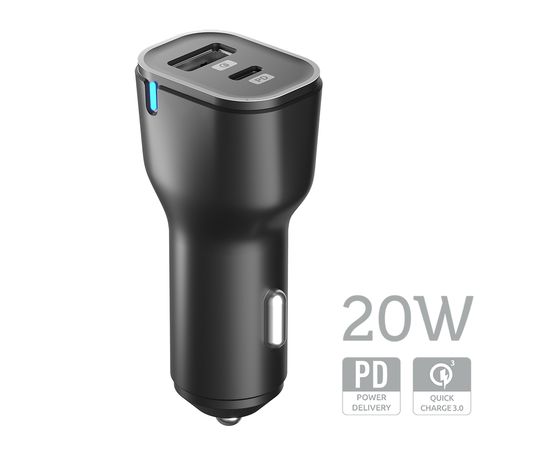 Зарядное устройство автомобильное Olmio ЗУ 20W, Type-C +USB, PowerDelivery черный