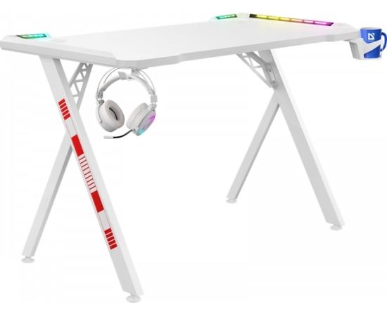 Компьютерный стол Defender Infinity RGB подвес кружки+гарнитуры, белый