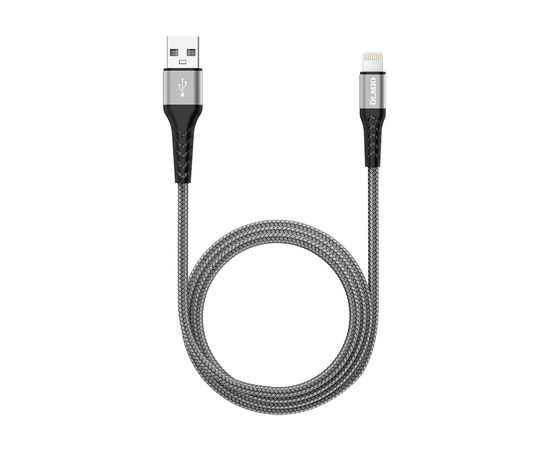 Кабель Olmio MFI STRONG, USB 2.0 - lightning, 1.2м, 2.4A, серый
