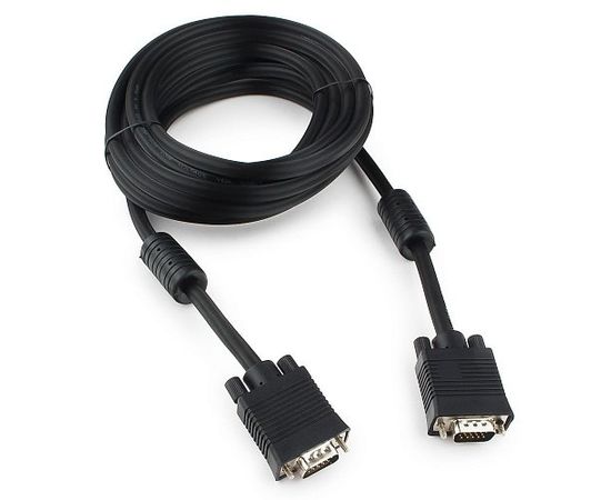 Кабель VGA Premium Cablexpert CC-PPVGA-5M-B, 15M/15M, 5.0м, черный, тройн экран, феррит.кольц пакет