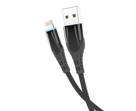 Кабель Olmio SmartLED, USB 2.0 - lightning, 1,2м, 2.1A, черный