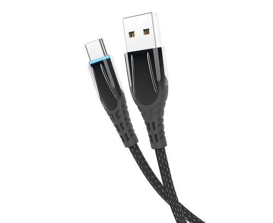 Кабель Olmio SmartLED, USB 2.0 - Type-C, 1,2м, 2.1A, черный