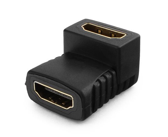 Переходник HDMI <-> HDMI Cablexpert A-HDMI-FFL, 19F/19F, угловой, золотые разъемы, пакет
