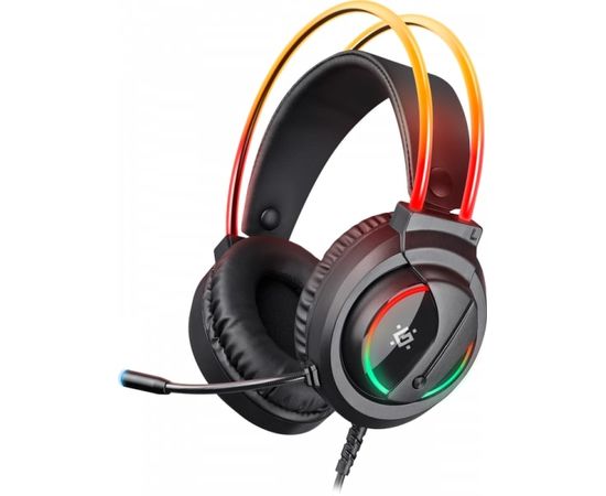 Наушники-гарнитура игровые Defender Flame черный, RGB, черный