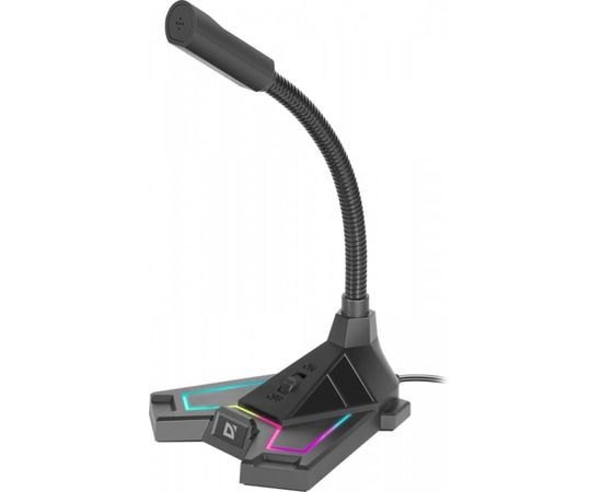 Игровой стрим микрофон Defender Pitch GMC 200 3,5 мм, LED, черный