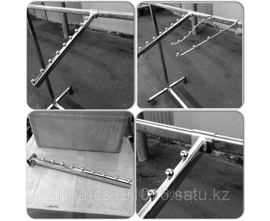 Кронштейн на оборудование / овальную трубу/ для одежды 9 шариков усиленый