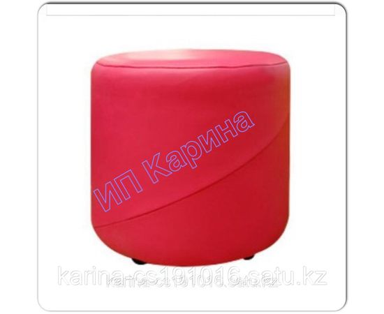 Пуфик размер 40*40 кожаный цвет  красный  круглый