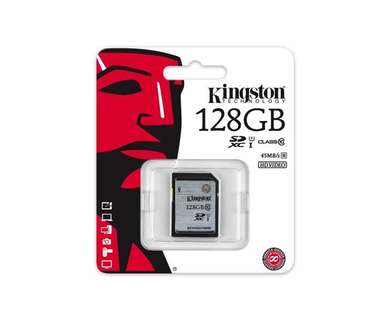 Карта памяти SD 128GB Class 10 U1 Kingston SD10VG2/128GB
