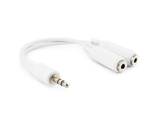 Кабель разветвитель аудио сигнала Cablexpert CCA-415W, джек3.5 папа->2х джек3.5 мама, 10см, белый