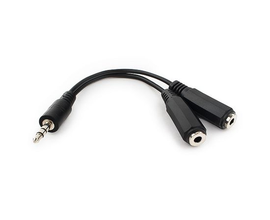Кабель разветвитель аудио сигнала Cablexpert CCA-415-0.1M, джек3.5 папа->2х джек3.5 мама 10см, черны