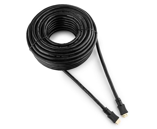 Кабель HDMI Cablexpert CC-HDMI4-20M, 20м, v1.4, 19M/19M, черный, позол.разъемы, экран, пакет