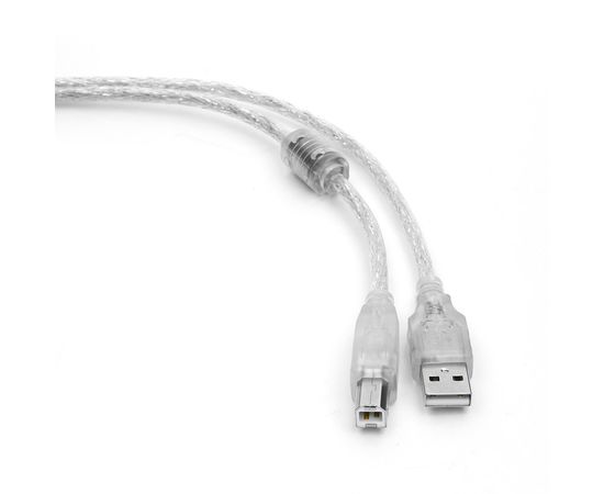 Кабель USB 2.0 Pro Cablexpert CCF-USB2-AMBM-TR-15, AM/BM, 4,5м, экран, феррит.кольцо, прозрачный, па