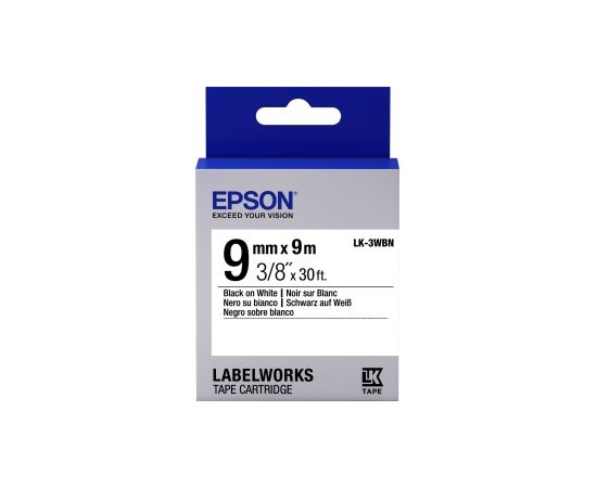 Лента Epson C53S653003 LK3WBN Стандартная лента 9мм, Бел./Черн., 9м