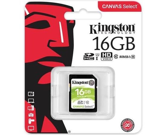 Карта памяти SD 16GB Class 10 U1 Kingston SDS/16GB