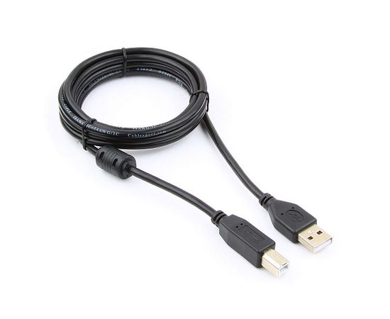 Кабель USB 2.0 Pro Cablexpert CCF-USB2-AMBM-6, AM/BM, 1.8м, экран, феррит.кольцо, черный, пакет