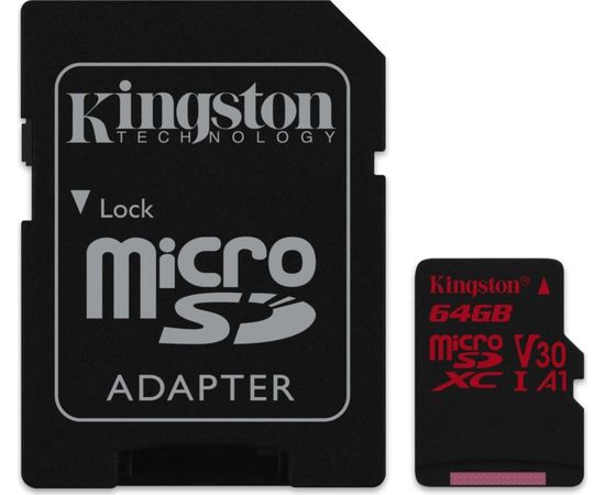 Карта памяти MicroSD 64GB Class 10 U3 A1 Kingston SDCR/64GB