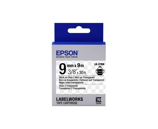 Лента Epson C53S653004 LK3TBN Прозрачная лента 9мм, Прозр./Черн., 9м