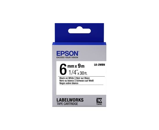 Лента Epson C53S652003 LK-2WBN Стандартная лента 6мм, Бел./Черн.,9м
