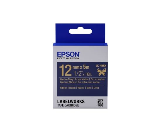 Лента Epson C53S654002 LK-4HKK Сатиновая лента 12мм,Тем.Син./Золото,5м