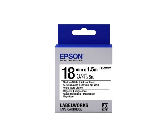Лента Epson C53S655001 LK-5WB2 Магнитная лента 18мм, Бел./Черн., 2м