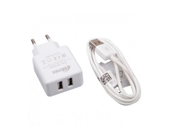 Зарядное устройство сетевое Ritmix RM-2095AC белый 2 USB